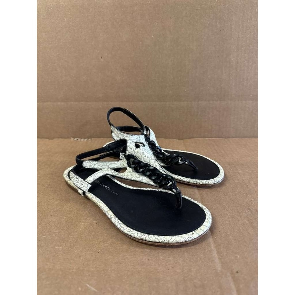 10 Crosby Derek Lam Snakeskin Leather Chain Slingback Sandals Womens Size 6M US